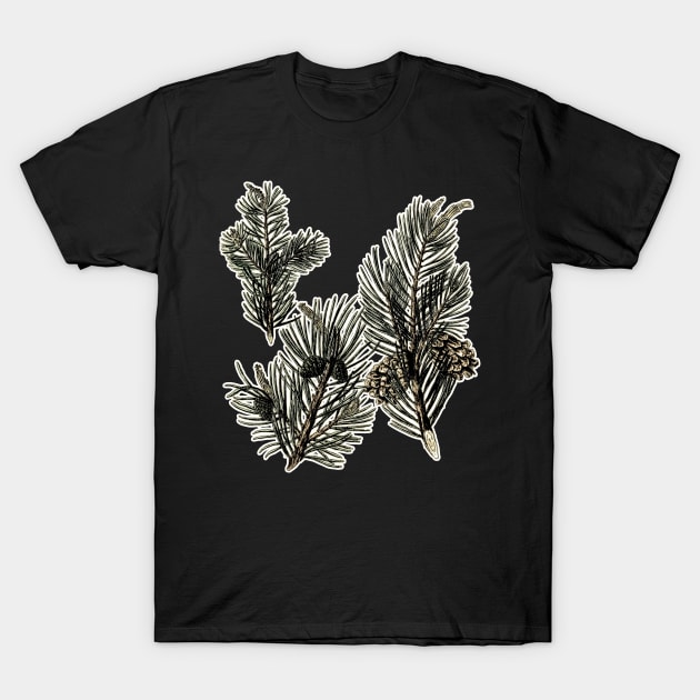 Pine Tree Cones T-Shirt by encycloart